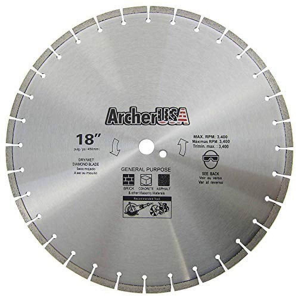 Archer Pro 18" in. General Purpose Diamond Saw Blades for Fast Cutting Concrete, Stone, Masonry, Pavers, Bricks, Blocks