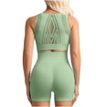 thumbnail image 2 of Uootdi 2 Piece Outfits Women Solid Color Seamless Sports Bra And Biker Shorts Soft Stretchy Gym Activewear Sets Gift, 2 of 4