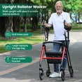 thumbnail image 3 of COSYWILL Upright Rollator Walker,Stand Up Walkers for Seniors and Adults with Backrest Seat,Lightweight and Folding Design,Red, 3 of 9