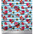 thumbnail image 1 of Soimoi Cotton Poplin Fabric Stripe,Leaves & Wild Flower Floral Print Fabric by Yard 56 Inch Wide, 1 of 3