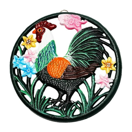 

Dinner Plate Mat Iron Arts Pan Anti-Insulation Mat Five Chickens Style Tableware Mat Bowl Mat Pot Mat Kitchenware Rooster Iron Plate Mat