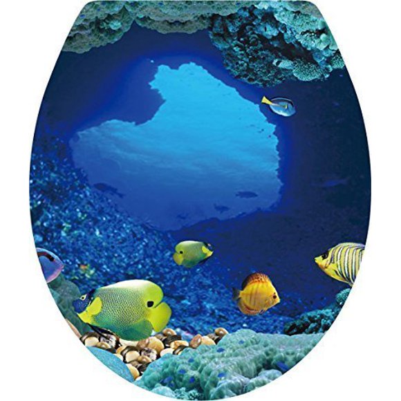 BooDecal Ocean Series Undersea Wall Decals Tropical Fish Toilet Lid Cover Stickers for Bathroom Seat Waterfroof Peel and Stick Stickers 12 inches x 15 inches
