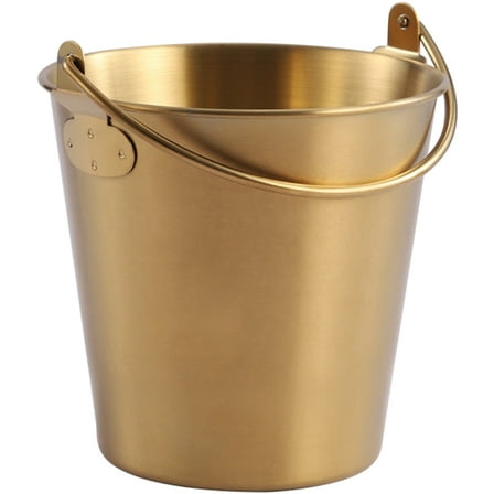 TABLZONE Golden Stainless Steel French Fries Container 1Pack Simple Design