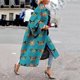 thumbnail image 1 of ICHUANYI Clearance Fashion Women Printed Pocket Jacket Outerwear Cardigan Overcoat Long Trench Coat(Green, L) ICHUANYI WER2023081117142, 1 of 6