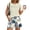 Beige, variant on Women's Beachy Floral Co-ord, Sleeveless Pleated Blouse and Drawstring Shorts, Hawaii Themed Party and Travel Outfit Beige XXL