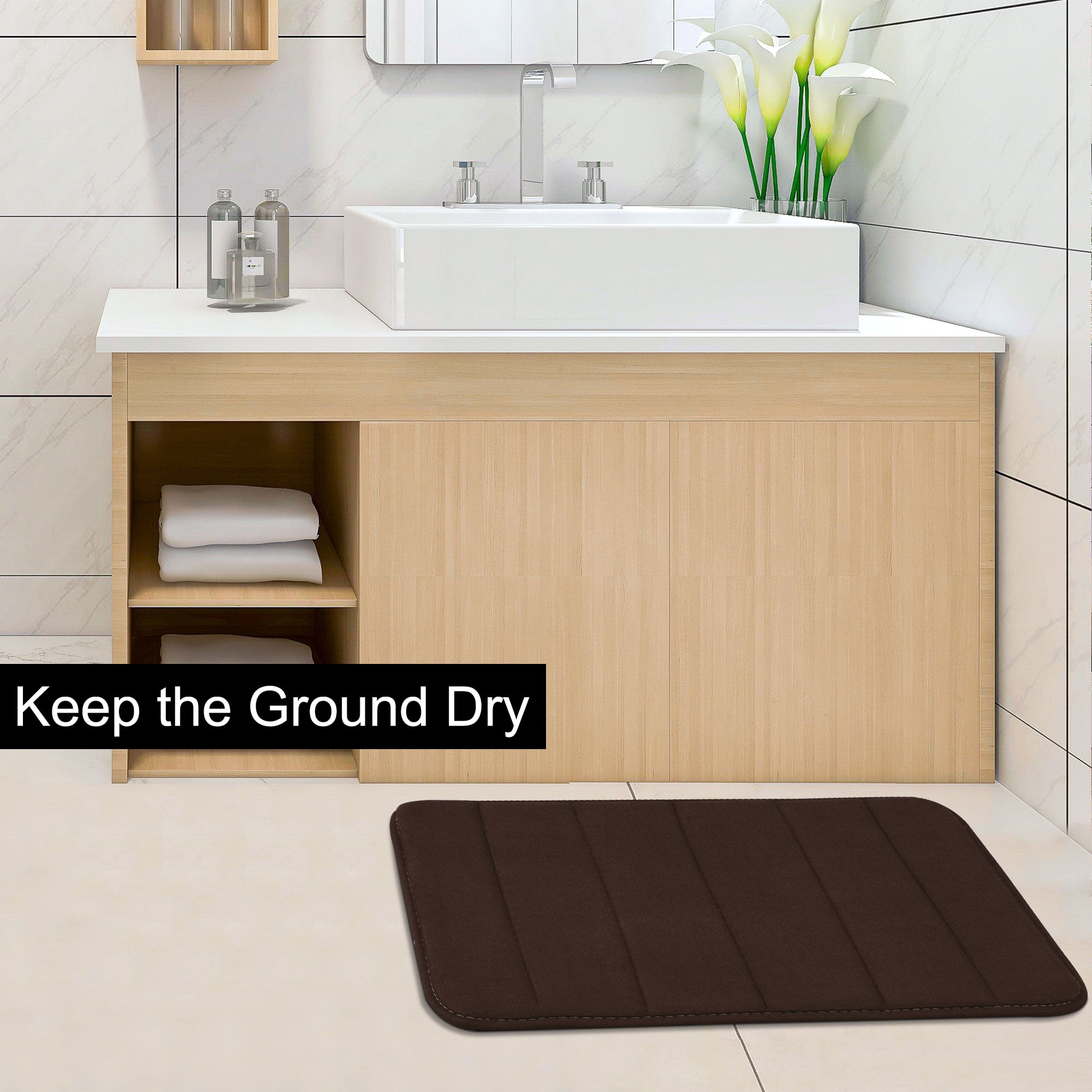 PiccoCasa Bath Mat Memory Foam Bath Rugs for Bathroom, Coffee, 32'x20'