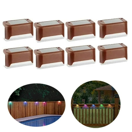 

LED Solar Lights Outdoor Stair Light Waterproof Outdoor Garden Passage Courtyard Step Light Brown Shell-Colorful light 1PCS