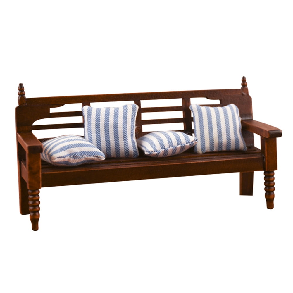 Frcolor Dollhouse Bench Miniature Furniture Sofa Couch Chair