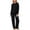 Black, variant on Women's Loose Knit Long Sleeve Hoodie With Wide Pants Two Piece Set after Wedding Outfit for Bride Woman Suit Set Insulated Bib