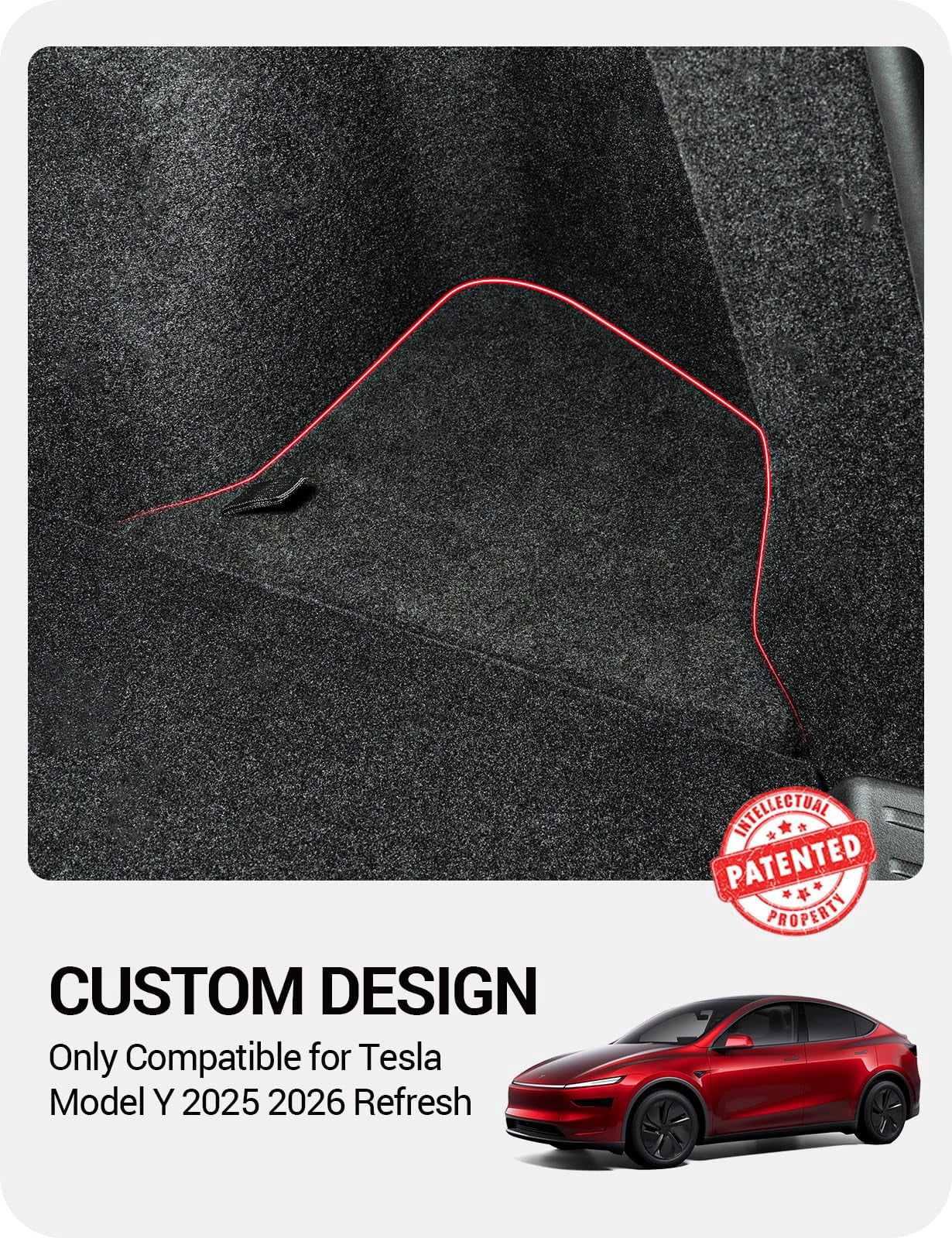 Tesla Model Y Trunk Storage Bins, (Proprietary Design) Trunk Organizer with Carpeted Lid, Rear Trunk Side Storage Box for 5-Seats Model Y Juniper Interior Accessories