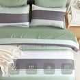 thumbnail image 2 of Queen Comforter Set Sage Green - 7 Pieces Green Striped Bed in a Bag, 2 of 7