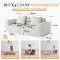 thumbnail image 2 of Lovableguy Oversized Compressed Loveseat Sofa,Upholstered Modular Convertible Sectional Couch,Extra Deep Seat,Corduroy Full Sponge Loveseat for Living Room,Bedroom,No Assembly Required,White, 2 of 8