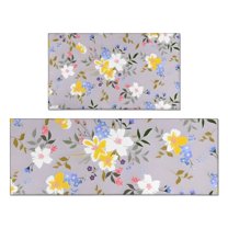 Pioneer Flower Floral Print Pattern Kitchen Rugs Sets Of 2,Anti Fatigue Kitchen Mat Rugs Non Slip Washable,Decorative Kitchen Floor Mats for Kitchen,Sink,Laundry,17"x30" 17"x47"