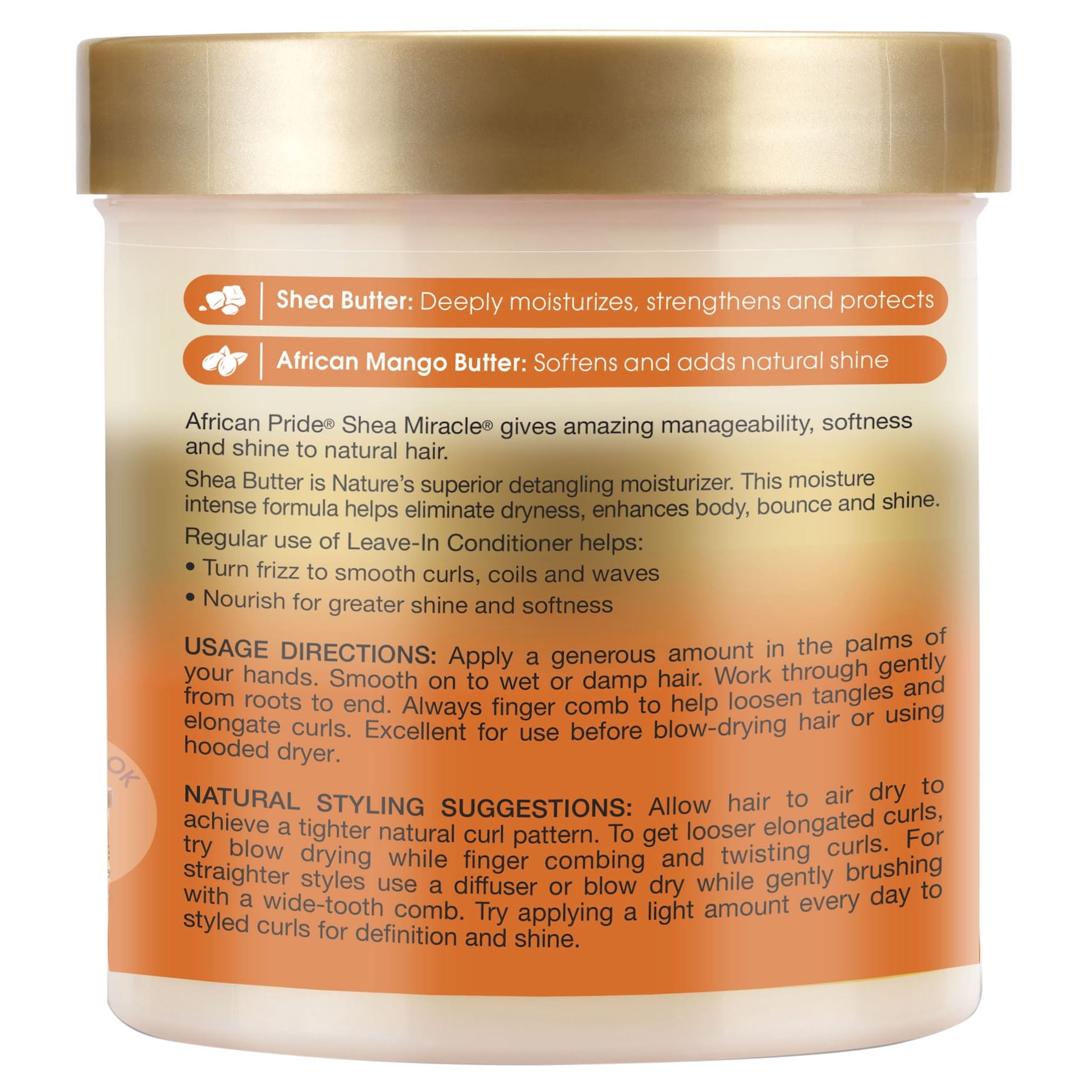 (2 pack) African Pride Shea Butter Miracle Leave-in Conditioner, 15 oz, Curly Hair, Moisturizing