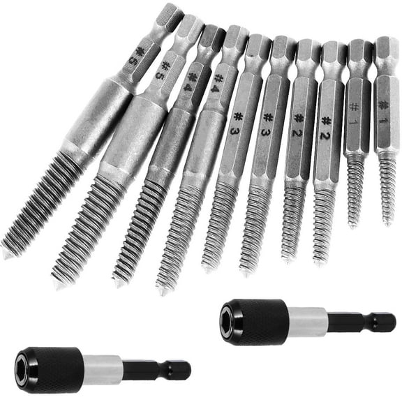 AEVXKHI 10PCS Screw Extractor Kit Alloy Damaged Bolt Remover Set Easy Out Broken Screw Extractor Remover 1/4 Inch Hex Shank Stripped and Rusty Screws Removal Tool for Broken-Head Screws