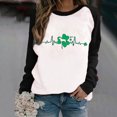 thumbnail image 2 of Fesfesfes Long Sleeve Tops for Women Raglan Patchwork St. Patrick's Day Heart Printed Round Neck Shirt Casual Tee Tops, 2 of 4
