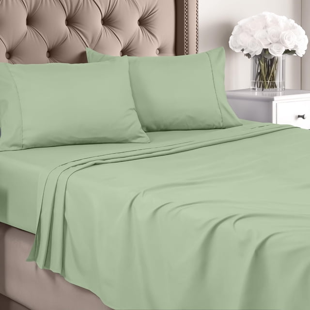 Juego de sábanas Utopia Bedding Queen de microfibra cepillada, color salvia