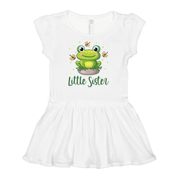 Inktastic Little Sister - Frog Girls Baby Dress