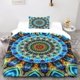 thumbnail image 2 of Mandala Bedding Set Bohemian People Color Print Microfiber Duvet Cover with Zipper Sin, 2 of 5