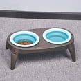 Anti overturning pet double bowl silicone folding dog bowl pet drinking