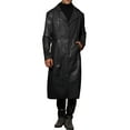 thumbnail image 2 of INSPIRE CHIC PU Faux Leather Long Jacket for Men's Lapel Gothic Trench Coat Outwear, 2 of 4