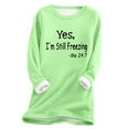 thumbnail image 2 of Ftwytp Womens Plus Size Sweatshirts Fall Winter Long Sleeve V Neck Pullover Blouses Letter Print Fleece Thicken Hoodless Warm Tops Shirt Fashion Blouse Causal Pullover Long Sleeve Tops Green, 2 of 3