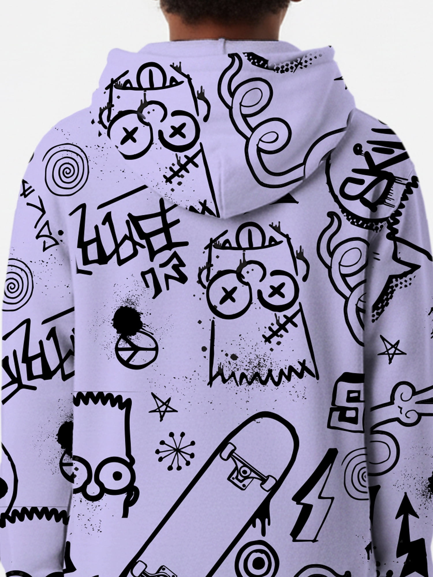 The Simpsons, Boys' & Big Boys' Graphic Hoodie, Bart Graffiti, Sizes 4-18