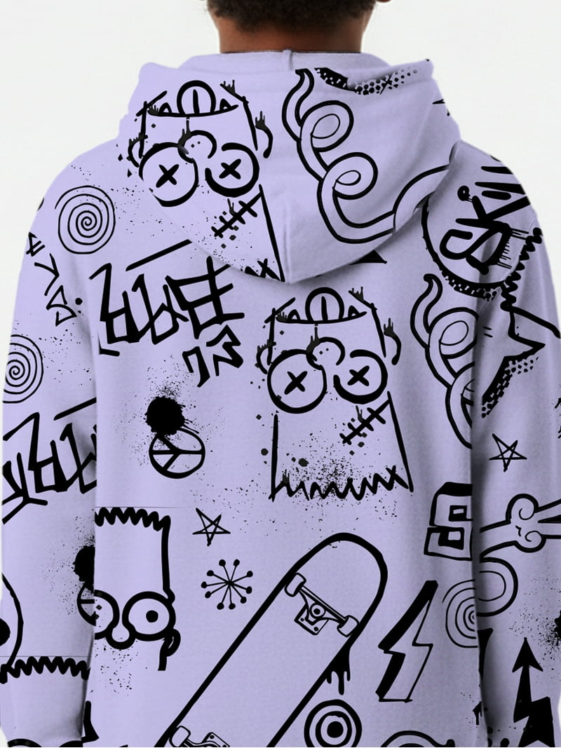 The Simpsons, Boys' & Big Boys' Graphic Hoodie, Bart Graffiti