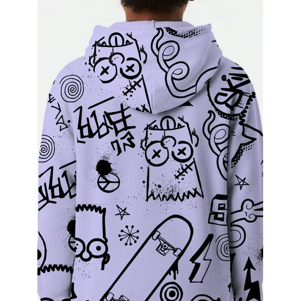 The Simpsons, Boys' & Big Boys' Graphic Hoodie, Bart Graffiti