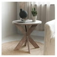 thumbnail image 4 of Exlonjet Round Farmhouse End Table, French Country Accent Side Table with Cross Leg for Family, Dinning or Living Room, Small Spaces, Modern, Round, Vintage Grey Finish, 4 of 5