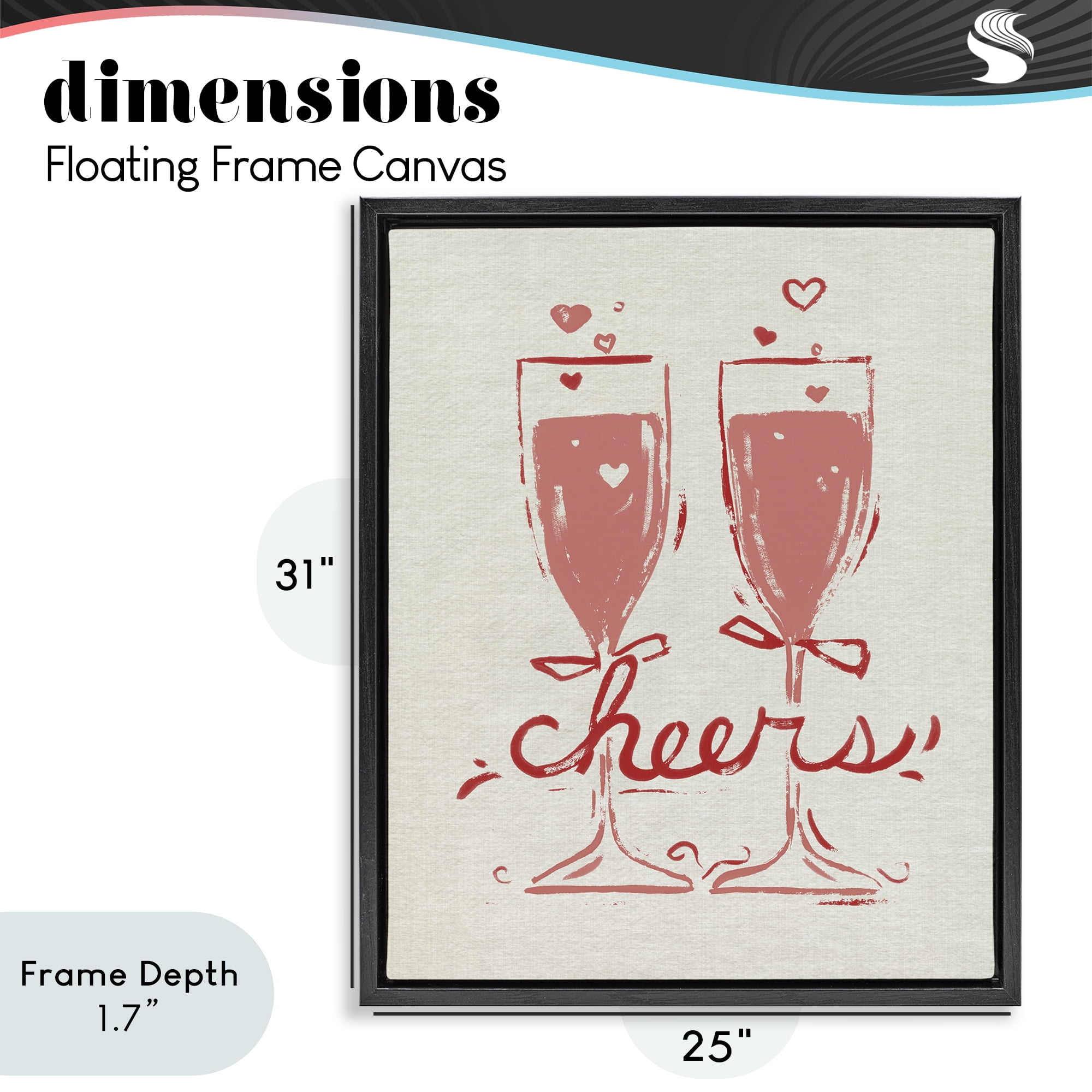 Stupell Industries Romantic Cheers To Love Black Framed Floater Canvas Wall Art, design by June Erica Vess