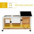 thumbnail image 3 of PawHut Indoor Outdoor Wooden Rabbit Hutch with Wheels, Large Bunny Cage with Run, Slide-out Tray for Small Animals, Guinea Pig, Yellow, 3 of 9