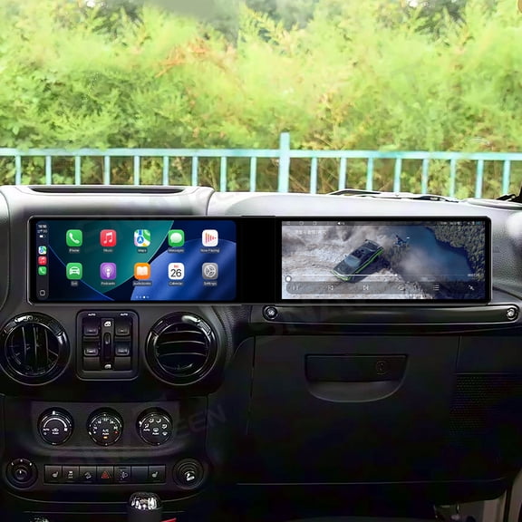 SNATEEN Dual 12.3 inch Carplay Screen/Radio/Multimedia Player for Jeep Wrangler 2017-2023 Car Navigation/GPS Upgrade Headunit Android Display 1080P Touch Screen Receiver Replace System