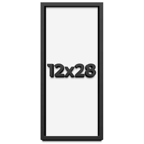12x28 Shadow Box Frame Black | 1 inches Deep Real Wood Contemporary Shadowbox Display Frame | UV