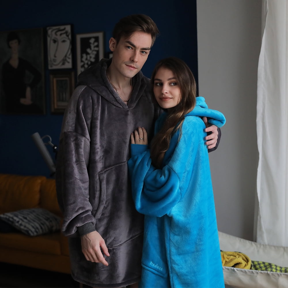 REDESS Wearable Blanket Hoodie, Oversized Blanket Hoodie Sweatshirt for Adults Women Men-Dark Grey