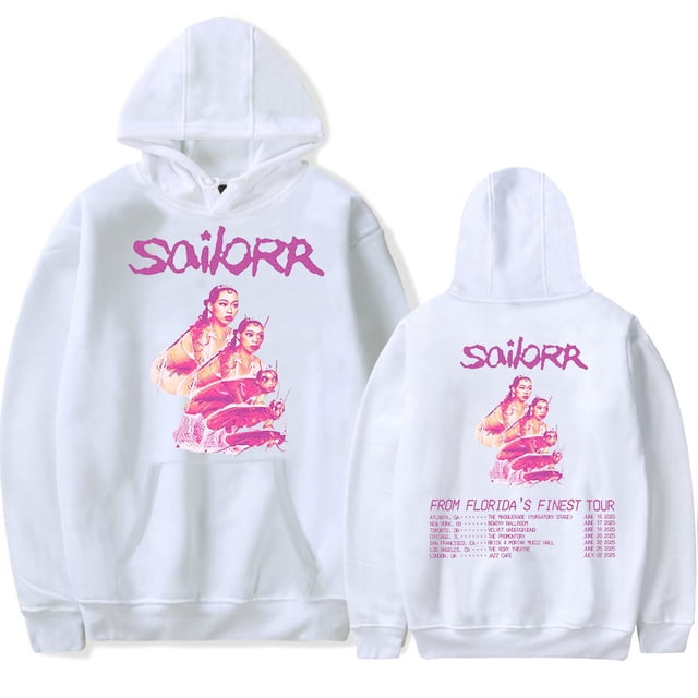 Sailorr 2025 TOUR Chandails à Capuchon Merch Femmes Hommes Manches Longues Mode Décontractée Chandails en Molleton à Capuche,TTG,Blanc