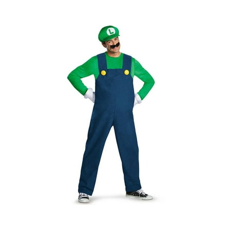 Super Mario Mens Luigi Plus size Costume Delxue