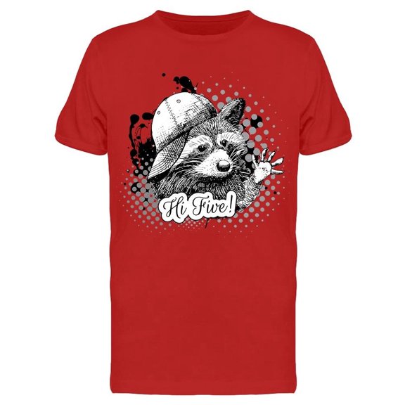 Raccoon Cap Hi Five Tee Men's -Image by Shutterstock
