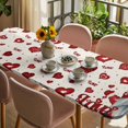 thumbnail image 3 of Valentine Gnomes Table Cloths for 8 Foot Rectangle Tables, Love Heart Red Rustic Patio Waterproof Elastic Fitted Tablecloths, Washable Rectangular Table Cover for Camping, 3 of 8