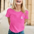 thumbnail image 2 of Cancer Awareness Shirt Pink Ribbon Cancer Support Squad T-shirts Cancer Survivor Crew Neck Tops (Hot Pink,XL, 2 of 4