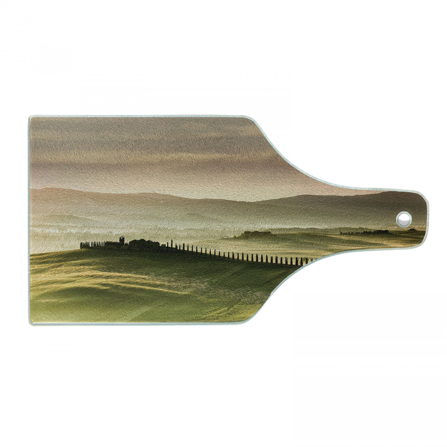 Ambesonne Ambesonne Italy Tempered Glass Cutting Board Trees Meadows Countryside Green Beige