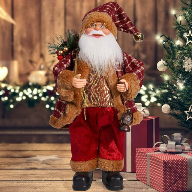 Muñeco de Papá Noel Xihbxyly Especiales Del Día 12 Pulgadas Decoración para Ventana