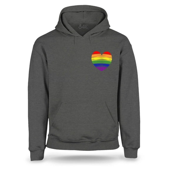 S4E Men's Gay Rainbow Heart LGBTQ Pride Hoodie Sweatshirts Small Charcoal