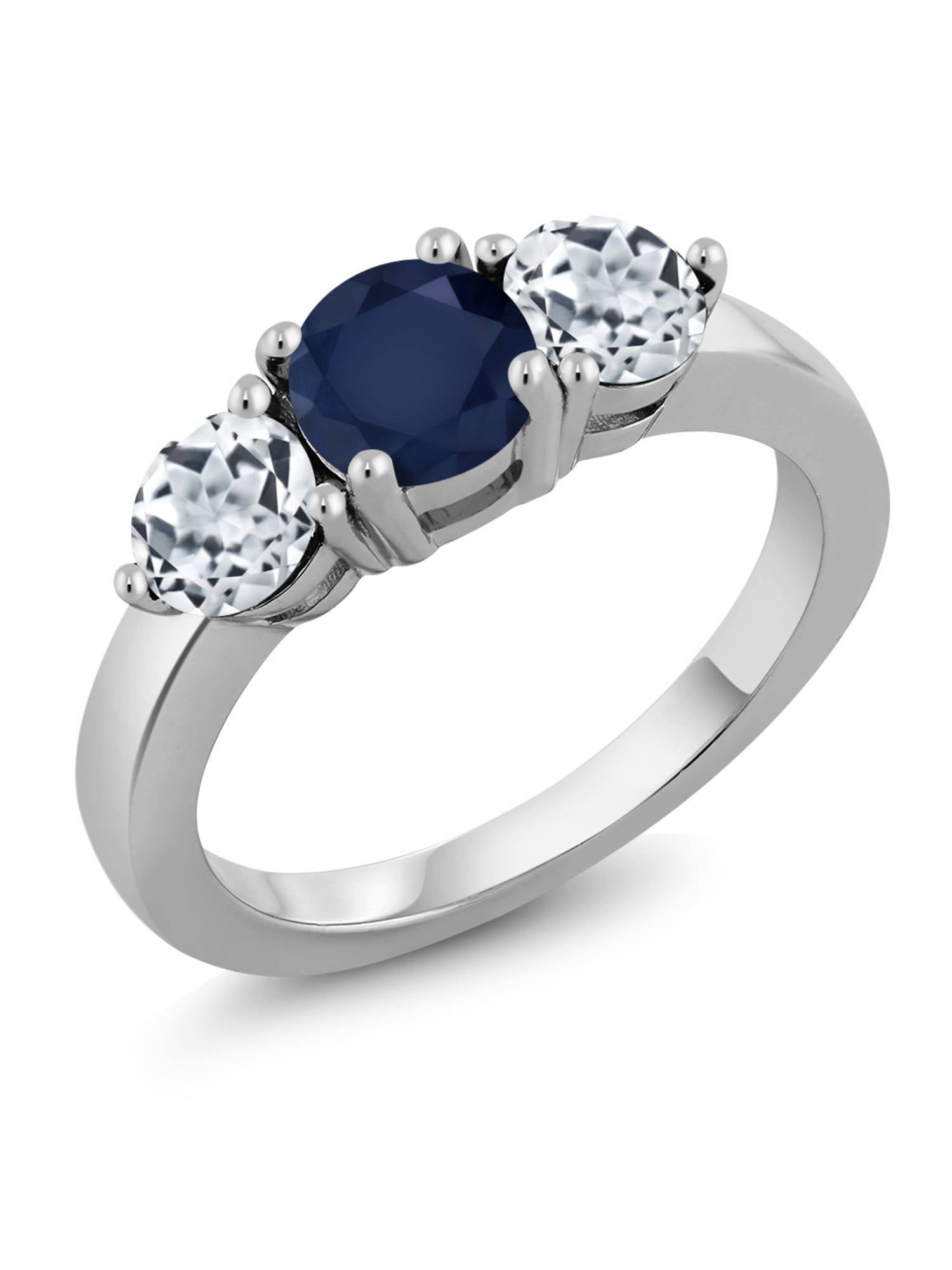 1.43Ct Round 3Stone Moissanite Sapphire Engagement Ring With 925 Sterling Silver 