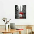 thumbnail image 2 of COMIO  Black and White Romantic Paris Street Contemporary Art Poster Prints Eiffel Tower with Red Umbrella Photography Framed Wall Mounting Ready to Hang, 2 of 4