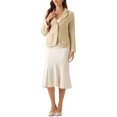 thumbnail image 2 of Blazer de Tweed para Mujer con Solapa Notch de Manga Larga Elegante Casual de Negocios Otoño Invierno XS Albaricoque, 2 of 6