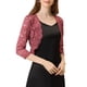 thumbnail image 4 of Inspire Chic Cárdigan de Encaje Floral para Mujeres con Mangas 3/4, Top Transparente, Rosa Polvoriento M, 4 of 6
