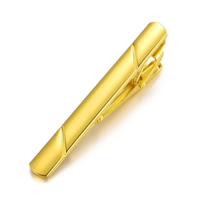 Clip de corbata de color con logotipo láser de latón de 5,8 x 0,6 cm para hombre, estilo formal de negocios
