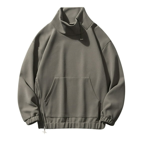 Lilgiuy Men's Hoodie Jacket Casual Solid Color Plus-size Loose Side Zipper Hoodie Tunic Sweatshirts Gift for Your Son Husband Dad