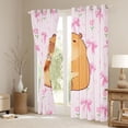 thumbnail image 3 of Erosebridal Cute Animal Capybara Blackout Curtains Set of 2 (52x84 Each) For Capybara Lover,Kawaii Bowknot Pink Floral Window Curtains For Girls Kids, 3 of 6